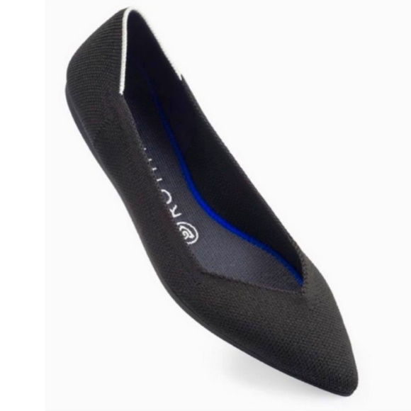 ROTHY'S THE POINT BLACK SOLID WOMEN'S FLAT SHOES - Picture 1 of 16